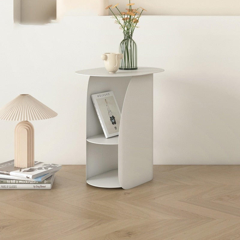 Bedside Table with Small Storage Shelf in White
