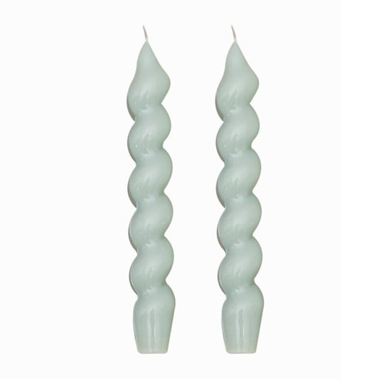 Set of Twisted Candles in Baby Blue
