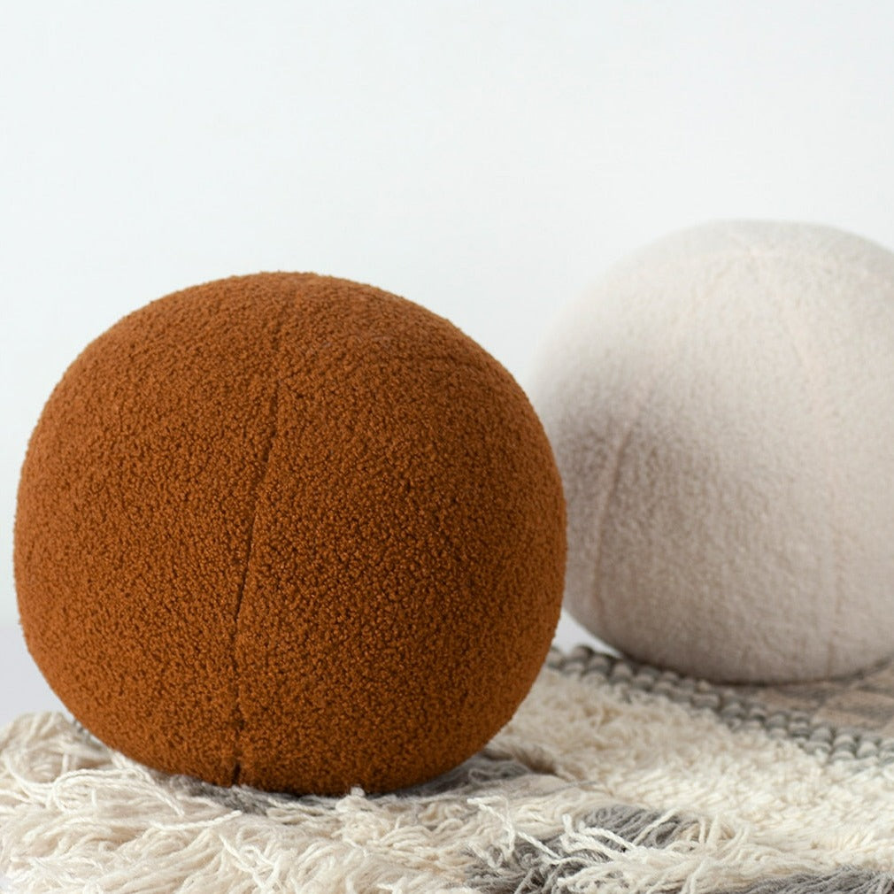 Ball Shaped Plush Cushion in Brown