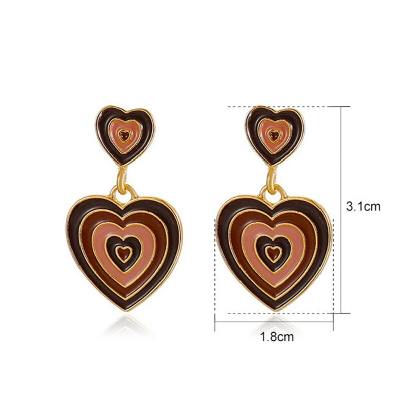 Double Heart Earrings in Blue