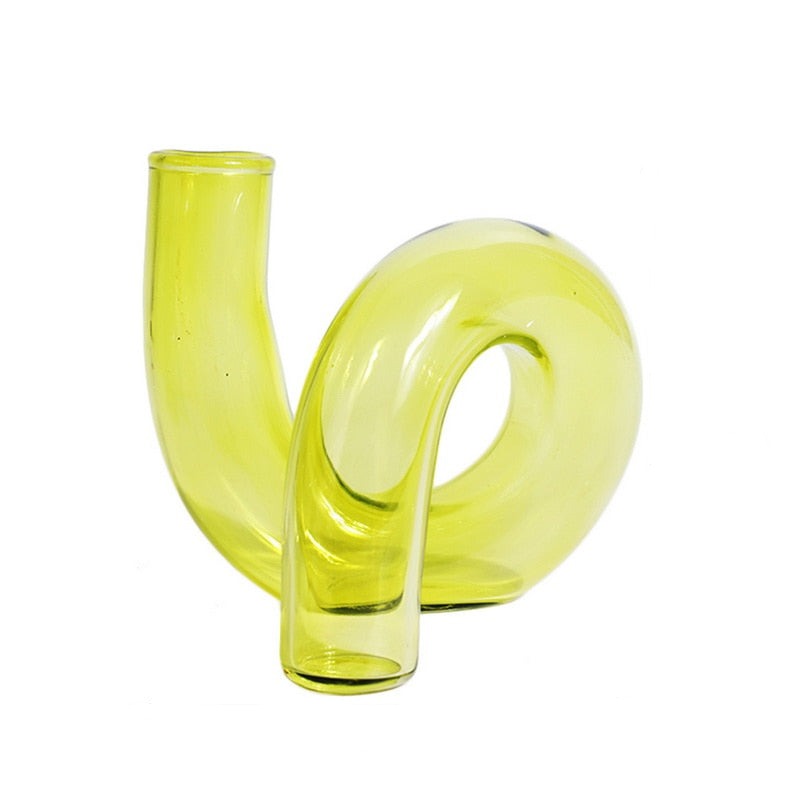 Twisted Glass Candle Holder in Yellow
