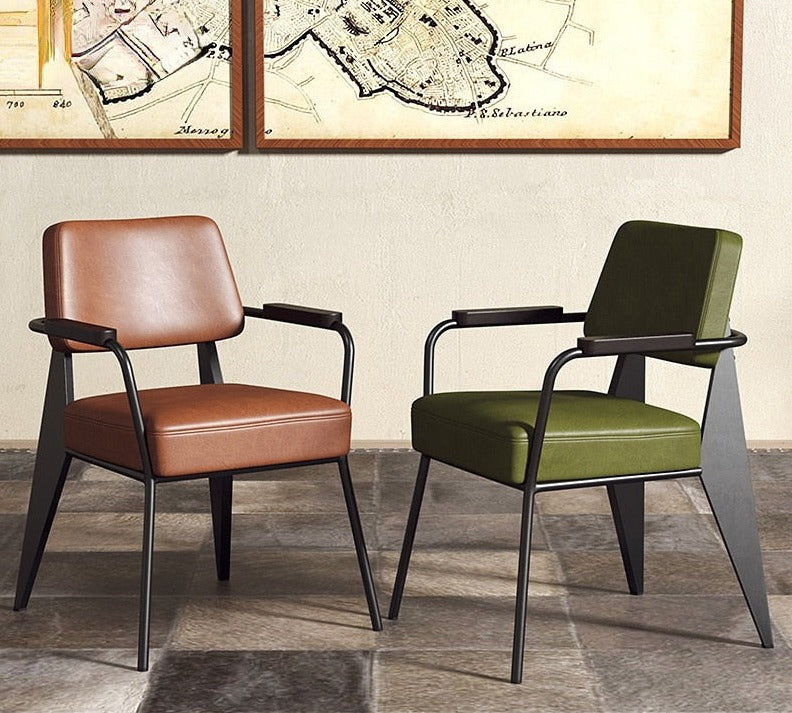 Office Chair in Olive Green Leather