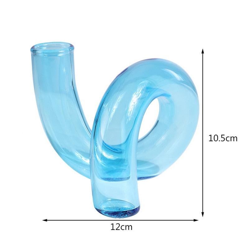 Twisted Glass Candle Holder in Light Blue