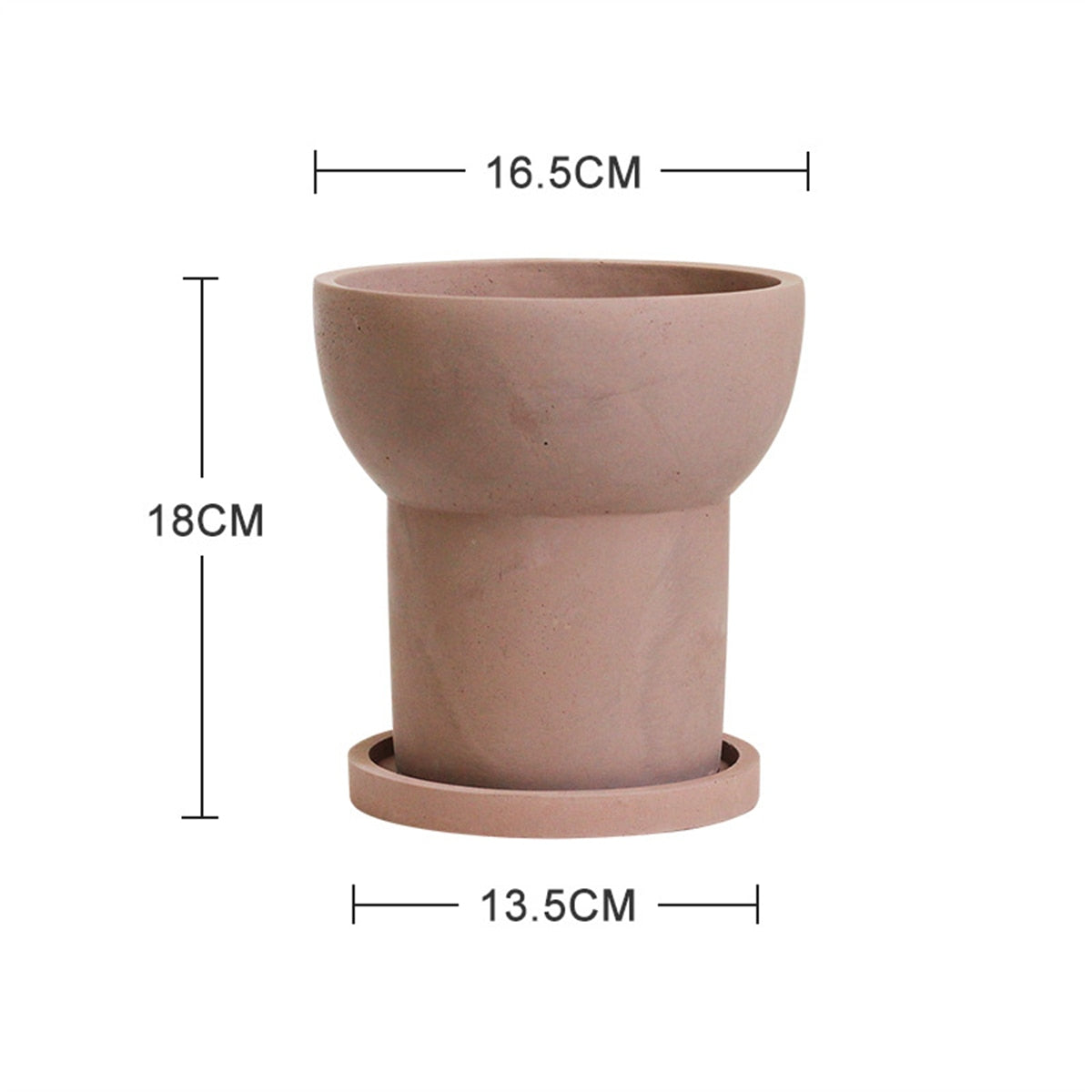 Cement Flower Pot with Tray