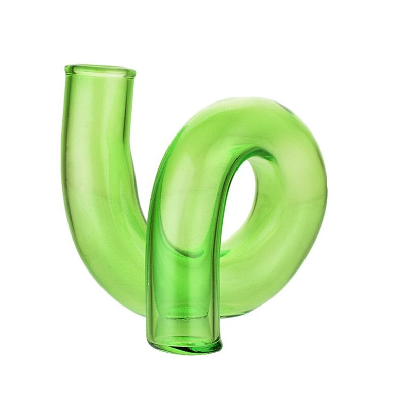 Twisted Glass Candle Holder in Green