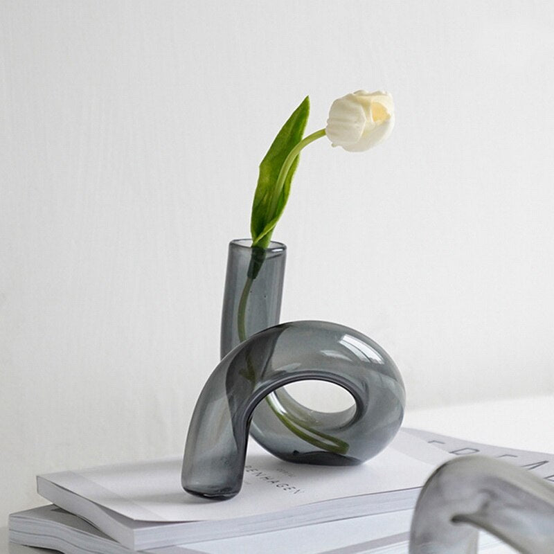 Twisted Glass Candle Holder in Brown