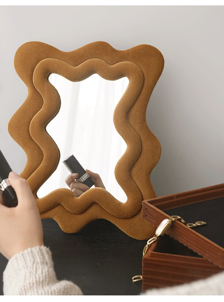 Small Squiggly Mirror in Caramel