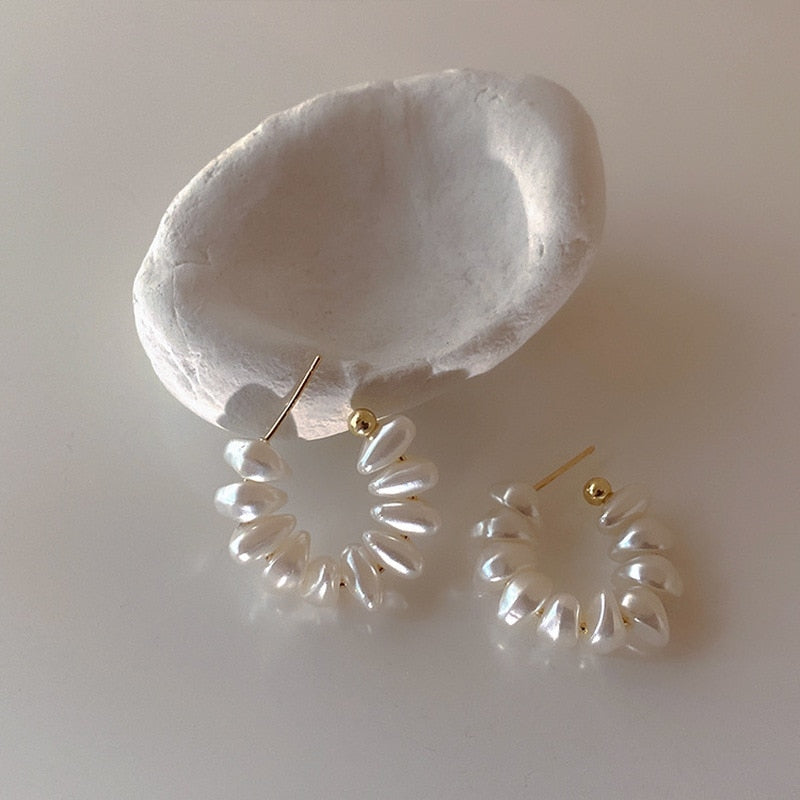 Irregular Freshwater Pearl Hoop Earrings