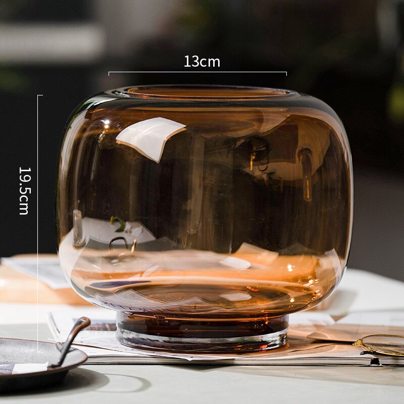 Modern Round Mouth Vase in Brown