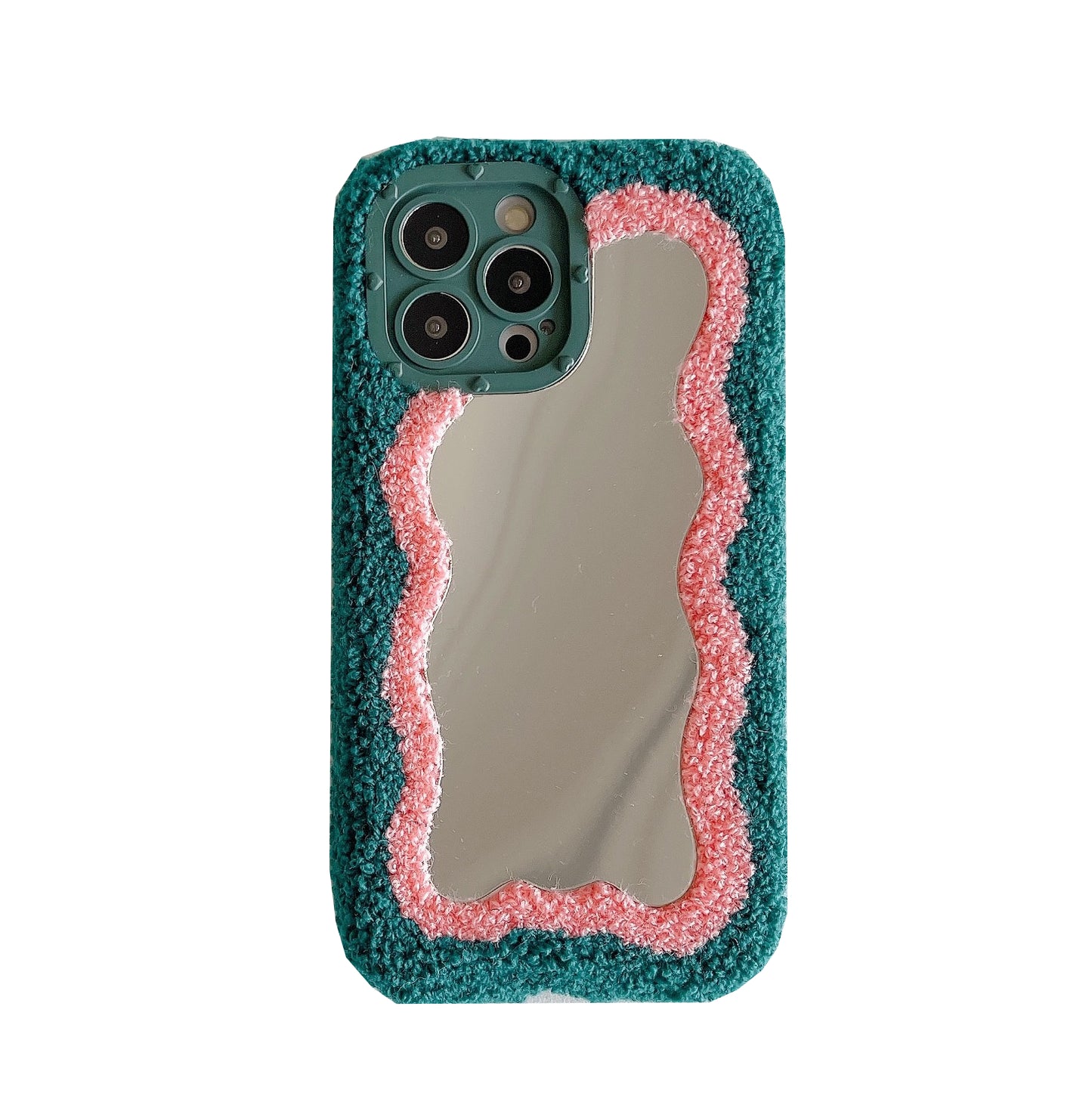Fluffy Wavy Mirror iPhone Case in Teal/Pink