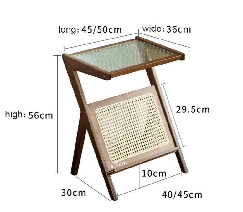Bamboo & Rattan Side Table in Dark Brown