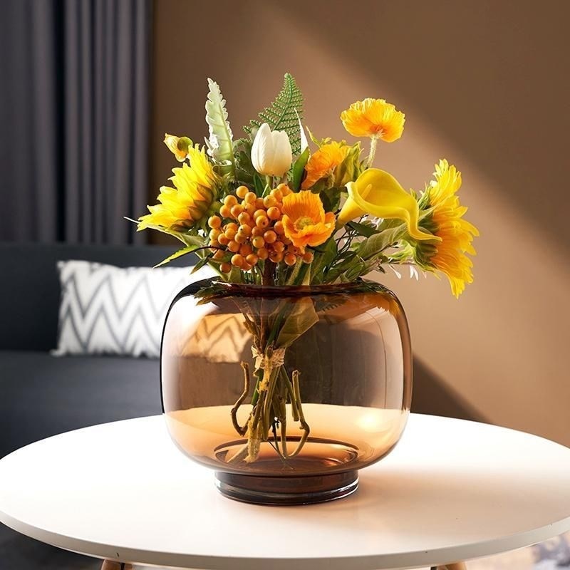 Modern Round Mouth Vase in Brown