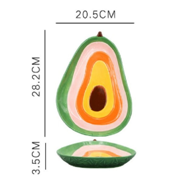 Fruit Shaped Ceramic Plate in Avocado