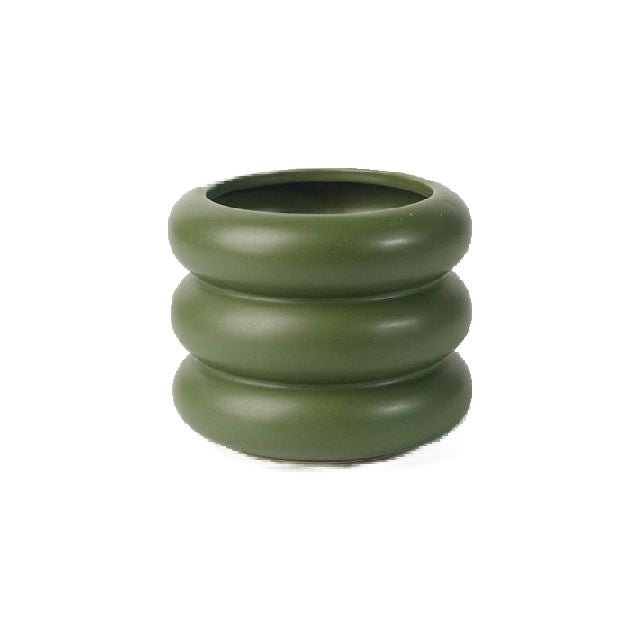 Small Ceramic Plant Pot in Olive Green