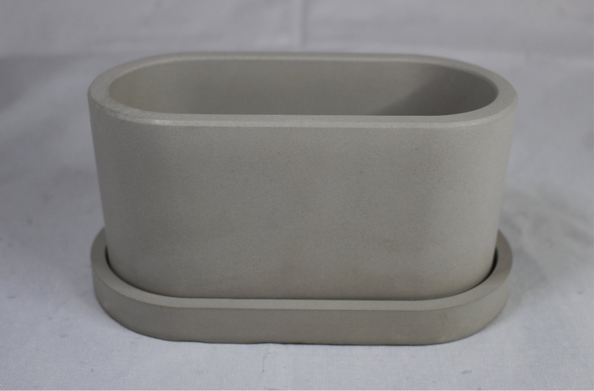 Concrete Tray + Matching Pot