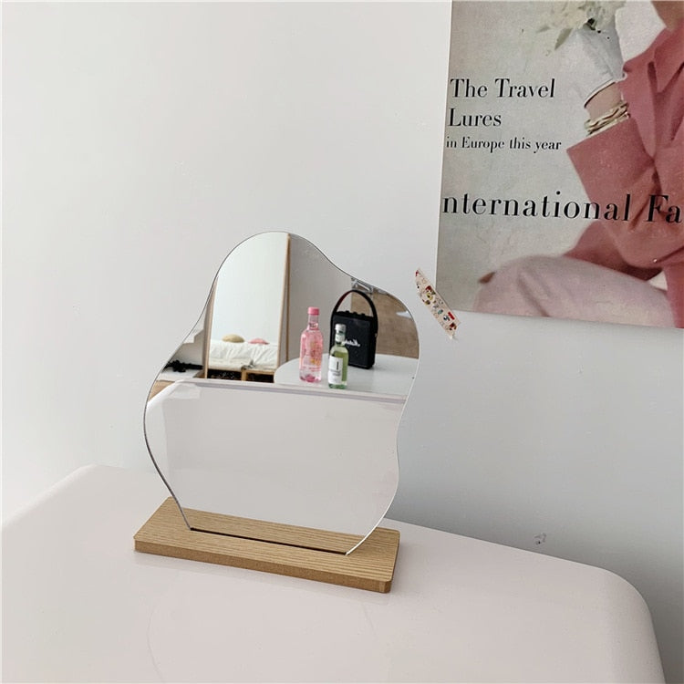 Mirror with Wooden Base