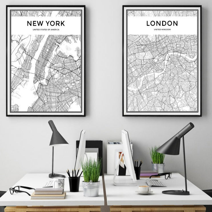 "Chicago" Black & White City Map Poster