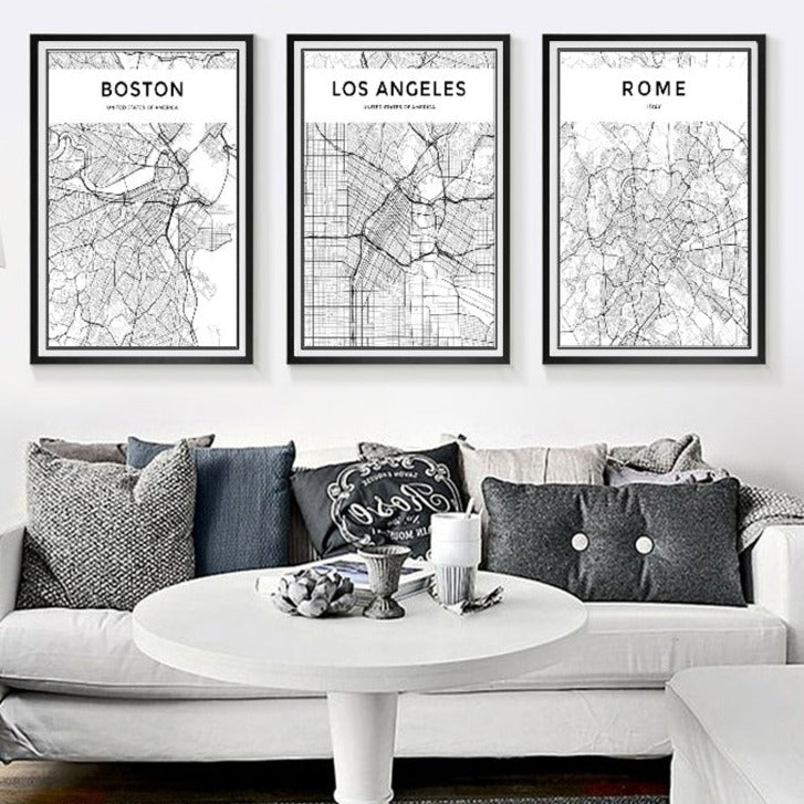 "Chicago" Black & White City Map Poster