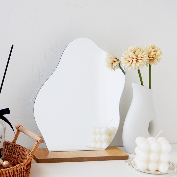 Mirror with Wooden Base