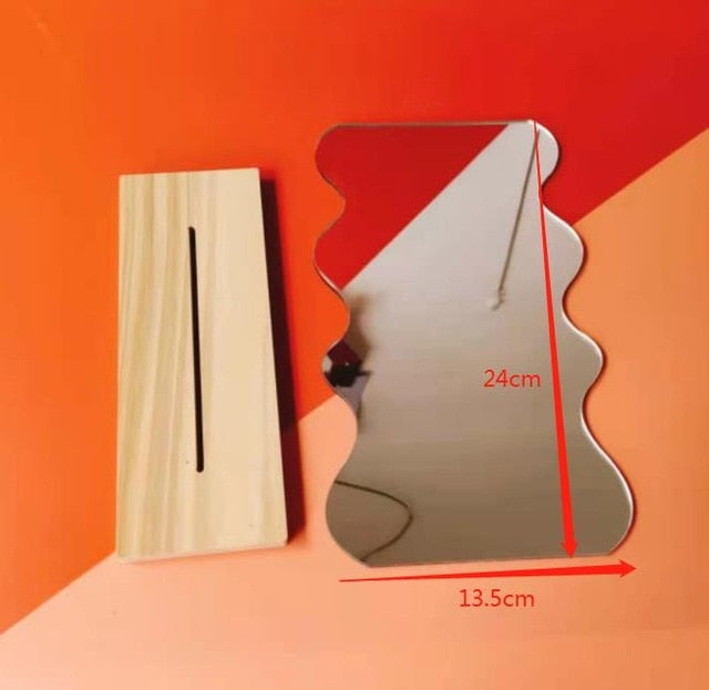 Mirror with Wooden Base