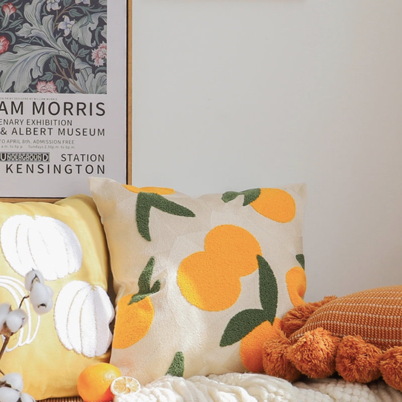 Pillow Case with Orange Fruit Detail