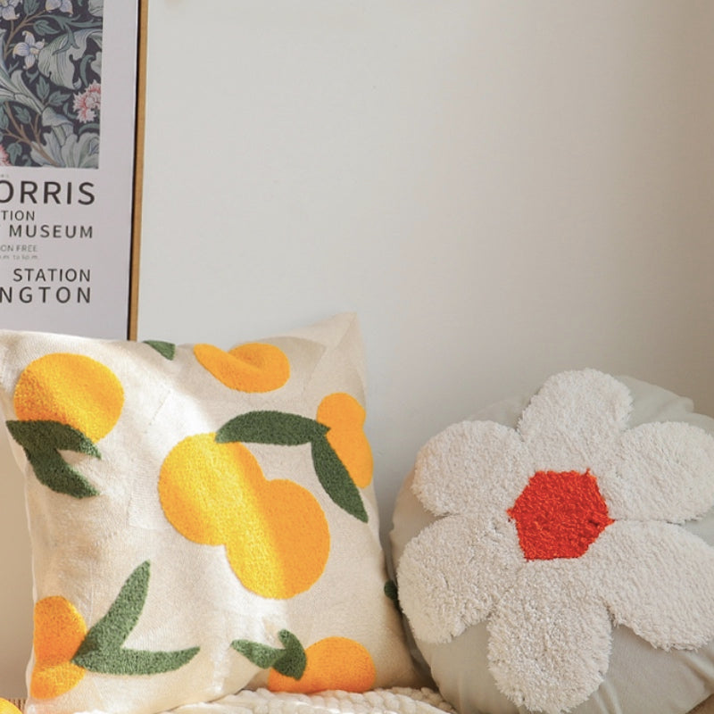Pillow Case with Orange Fruit Detail