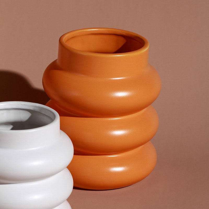 Ceramic Funky Vase in Orange