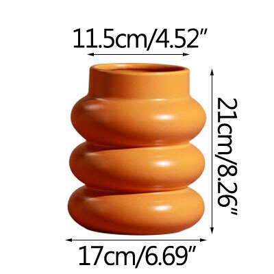 Ceramic Funky Vase in Orange