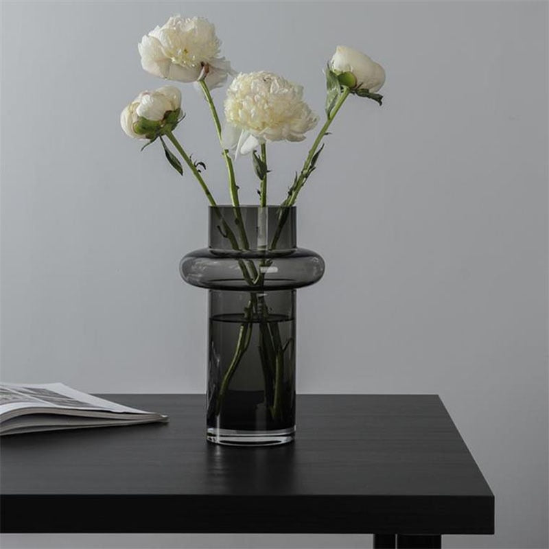 Smoked Grey Glass Vase