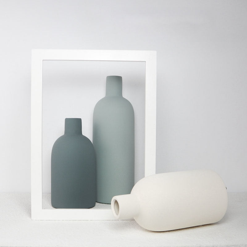 Nordic Ceramic Vase in Dark Duck Egg