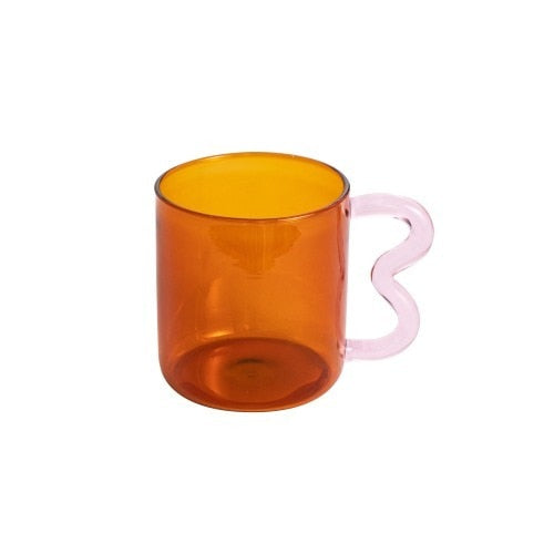 Colourful Glass Mug in Orange / Pink