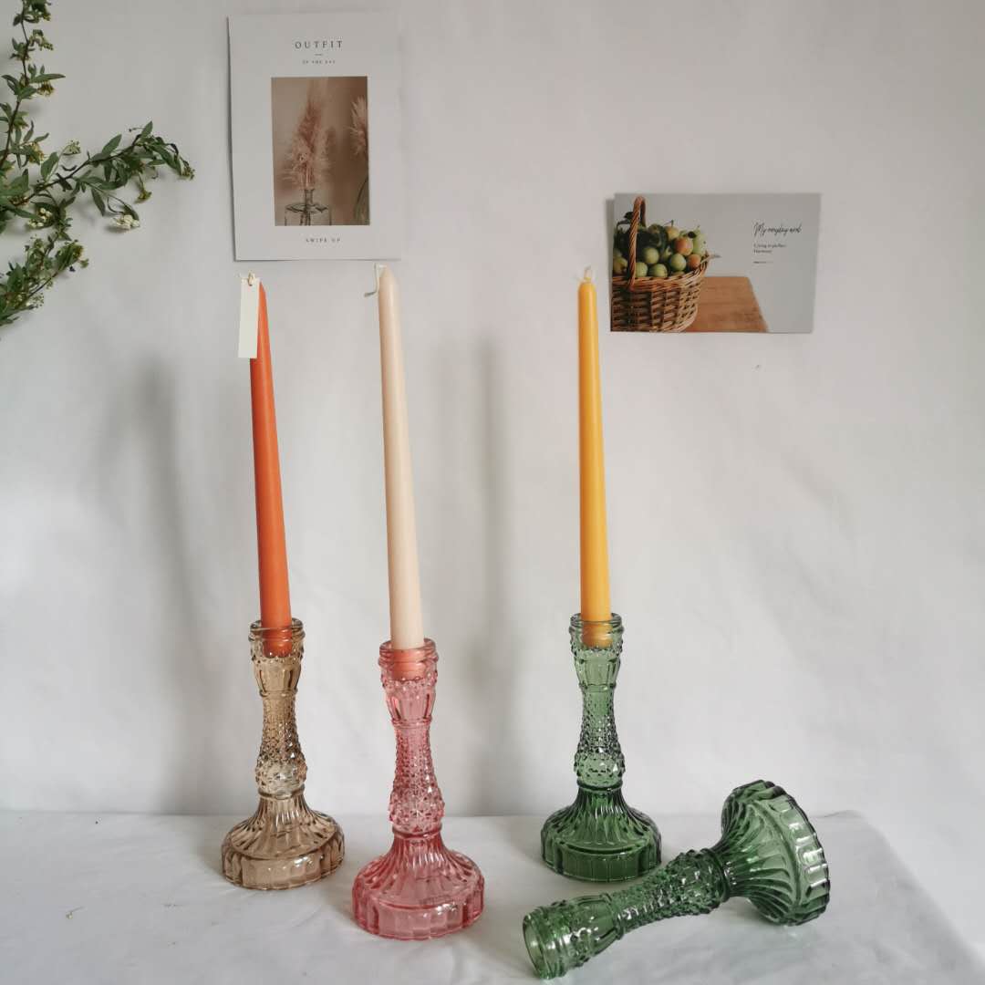 Glass Candle Holder in Brown