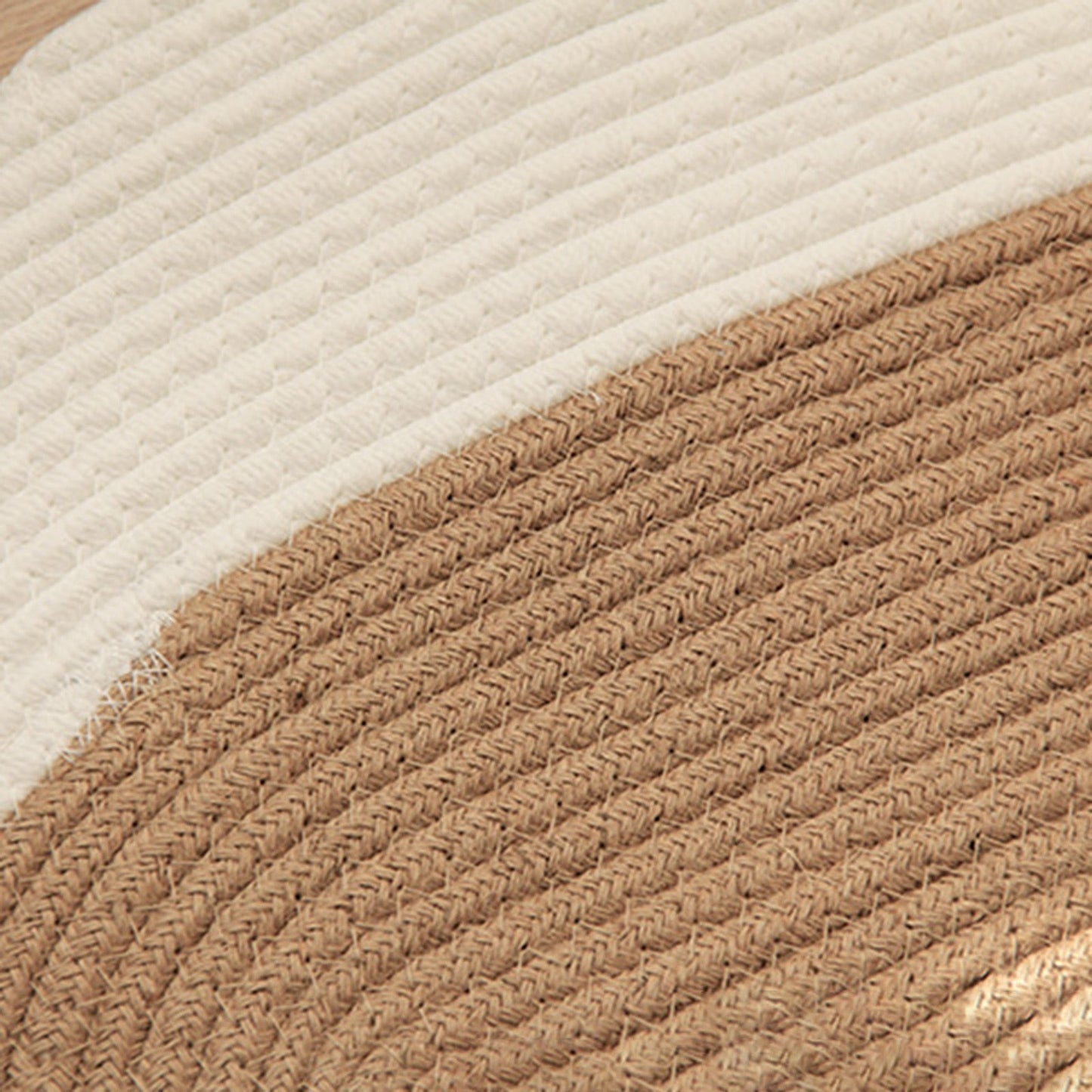 Hand-Woven Floor Mat in White / Tan