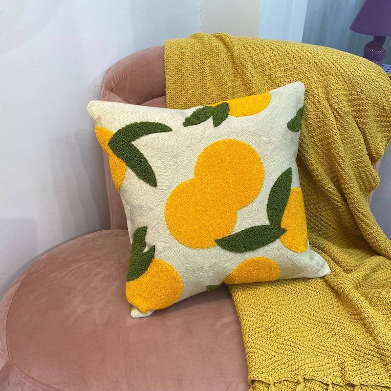 Pillow Case with Orange Fruit Detail