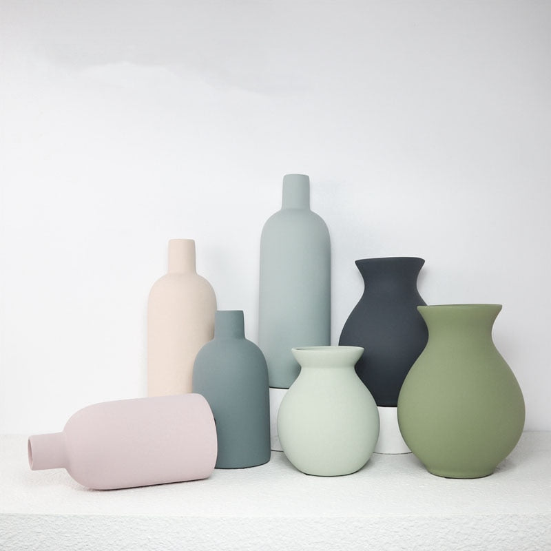 Nordic Ceramic Vase in Pastel Sage