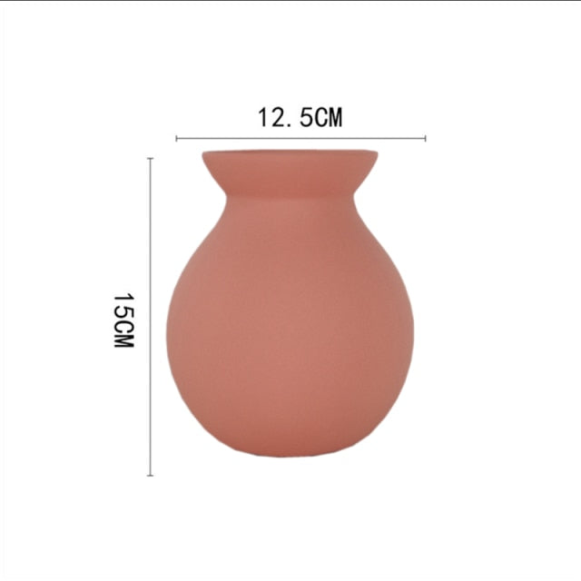 Nordic Ceramic Vase in Blush Red