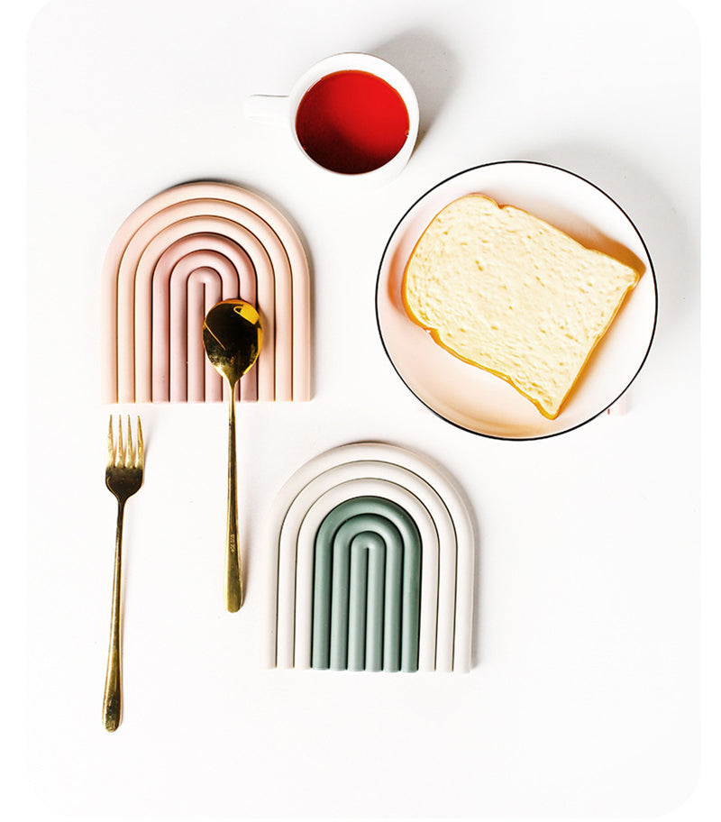 Set of Silicone Removable Rainbow Coasters