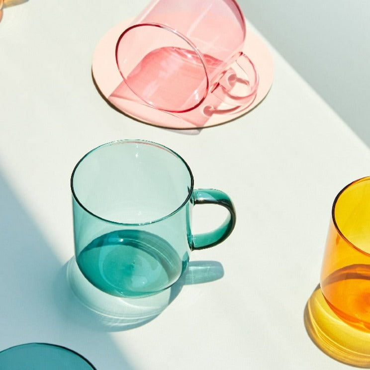 Heat Resistant Colourful Coffee Glasses in Teal