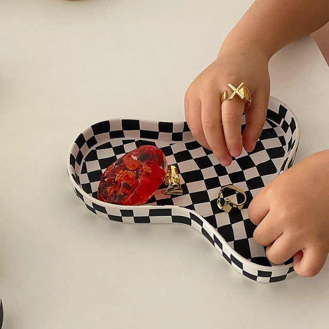 Checkered Ceramic Tray