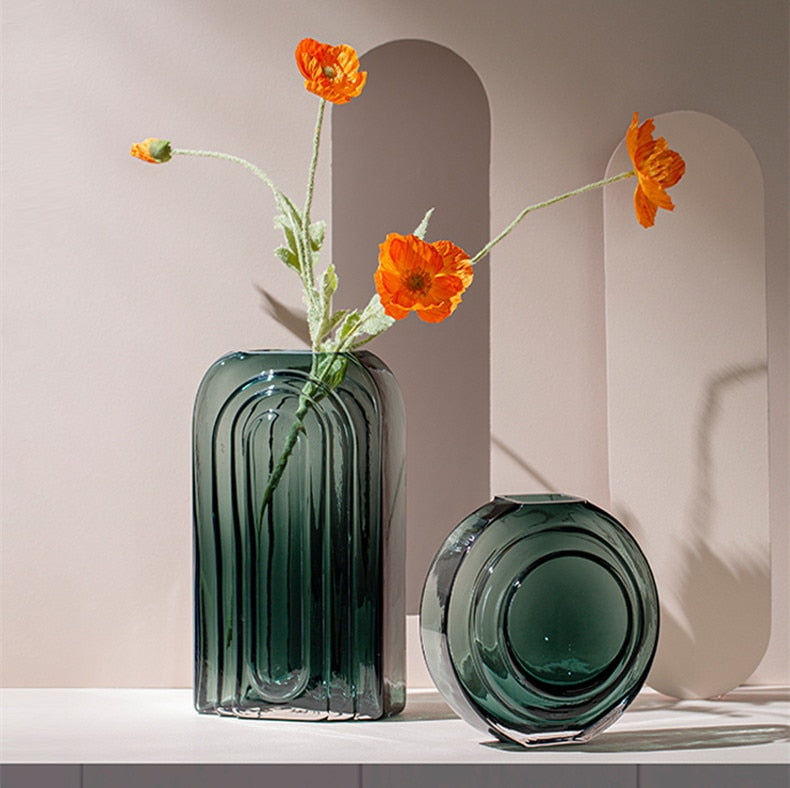 Creative Modern Glass Vases in Teal