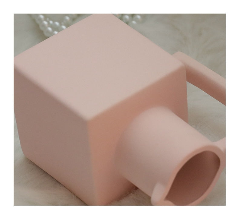 Jug Shaped Ceramic Vase in Frosted Pink