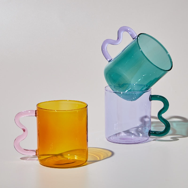 Colourful Glass Mug in Lilac / Green