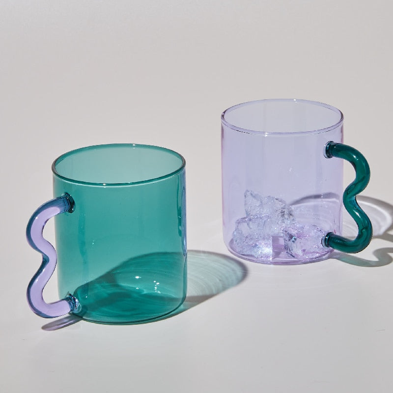 Colourful Glass Mug in Green / Lilac