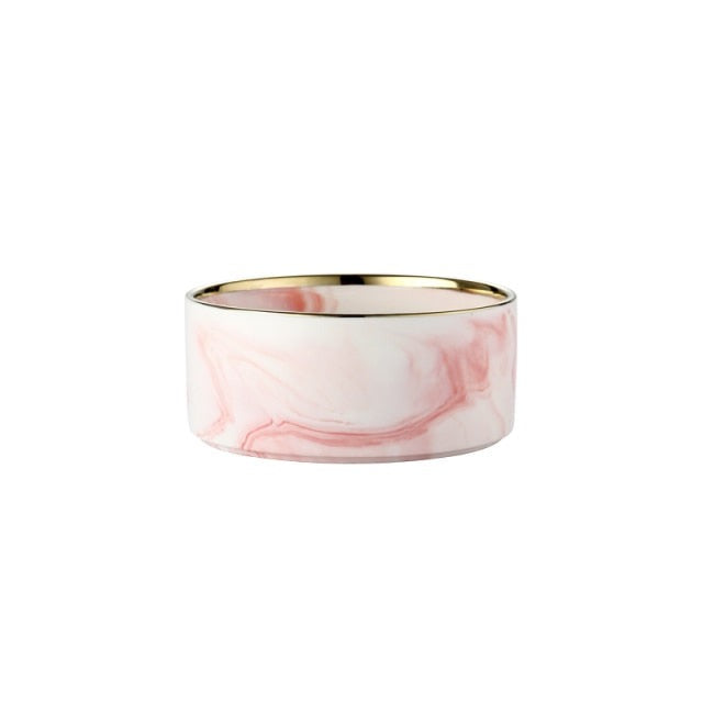 Pink Pet Bowl with Gold Rim Detail