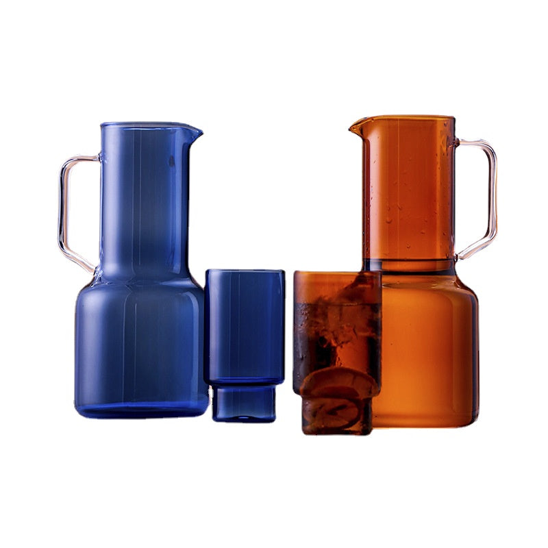 Geometric Glass Jug in Blue