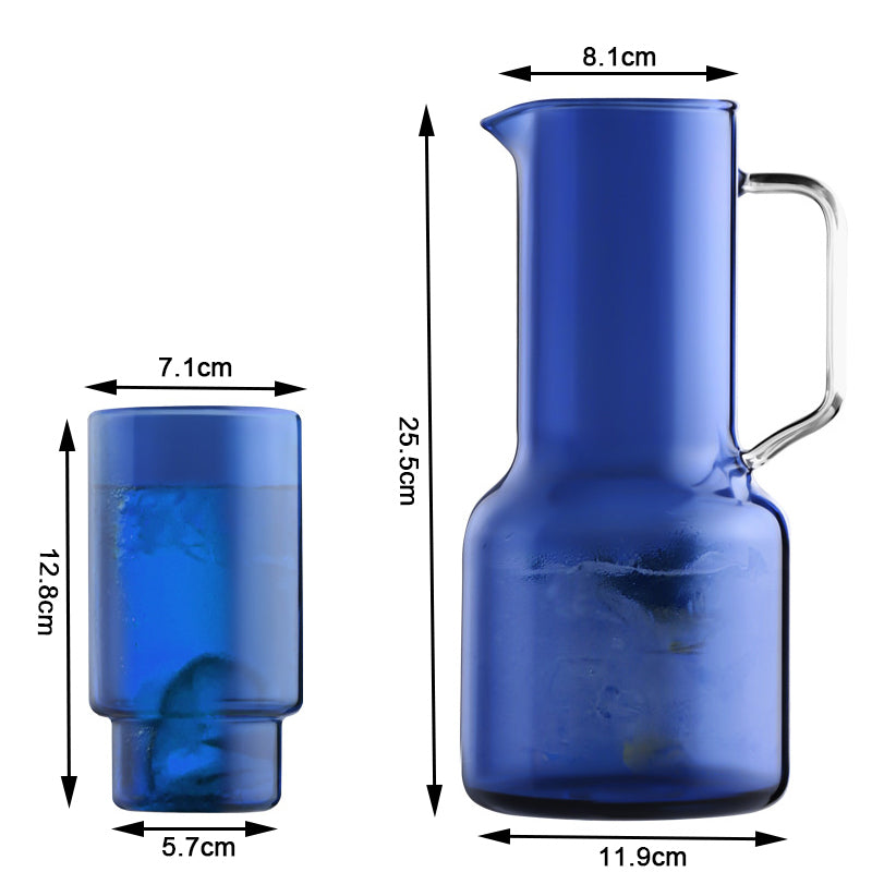 Geometric Glass Jug in Blue