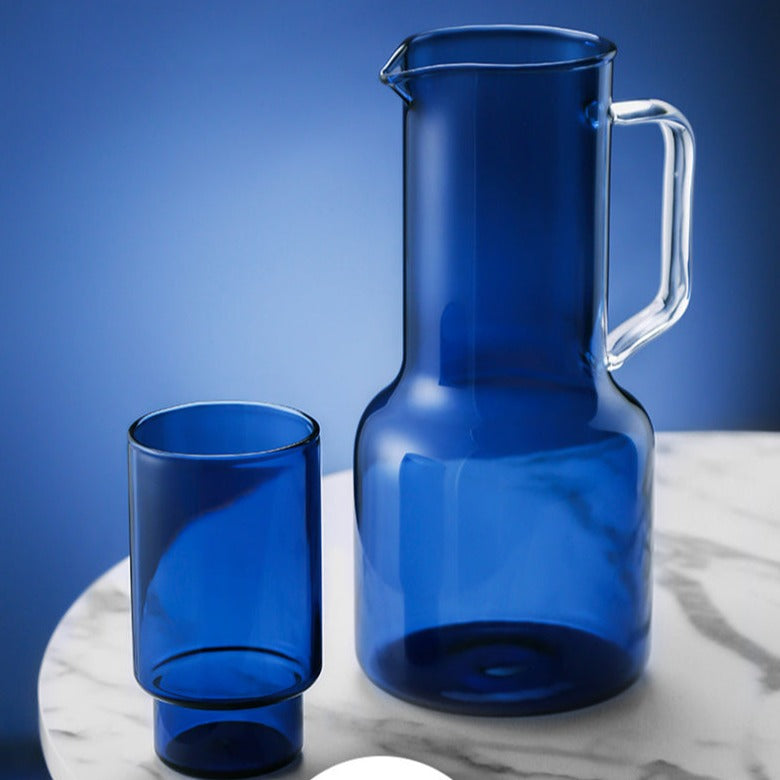 Geometric Glass Jug in Blue