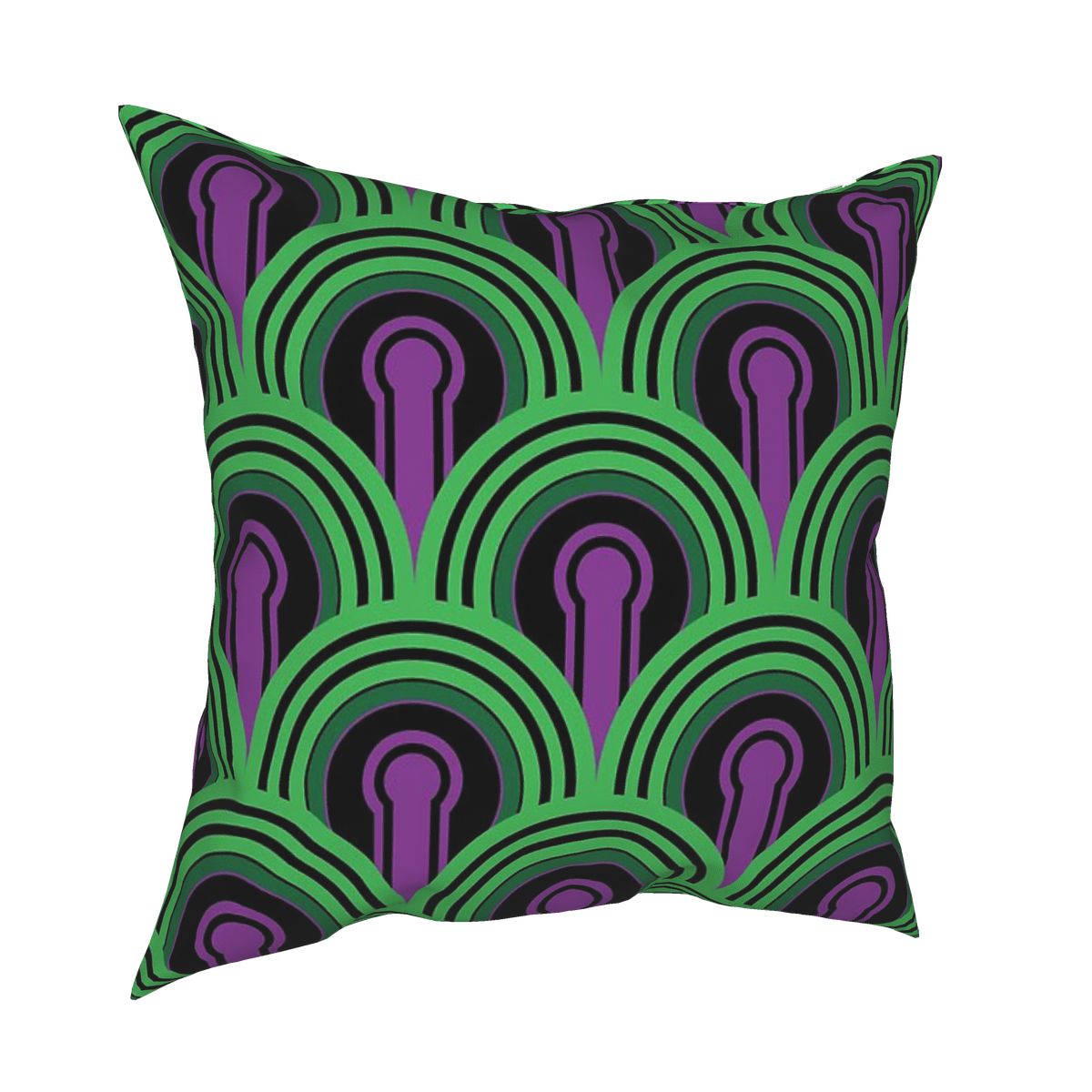 Pillow Case in Green / Purple Print