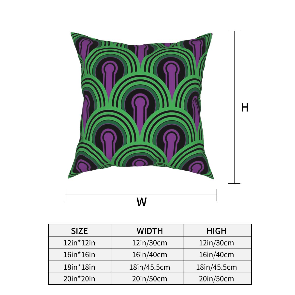 Pillow Case in Green / Purple Print