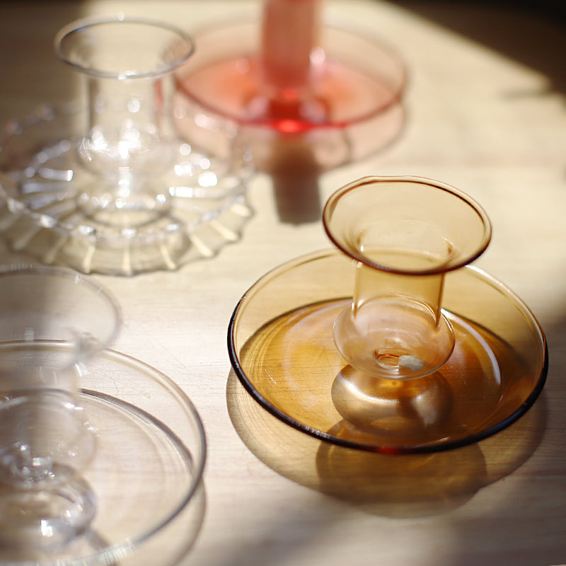 Romantic Candle Holders in Clear Pattern